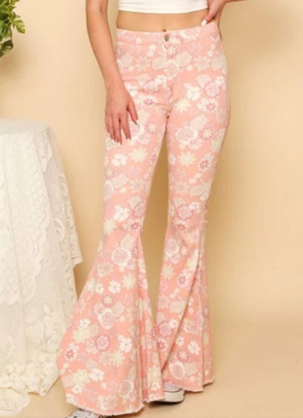 Altar'd State Floral Print Bell Bottom Jeans, Size M
